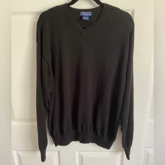 Faconnable Other - Façonnable Pima Cotton Black Pullover V Neck Sweater XL
